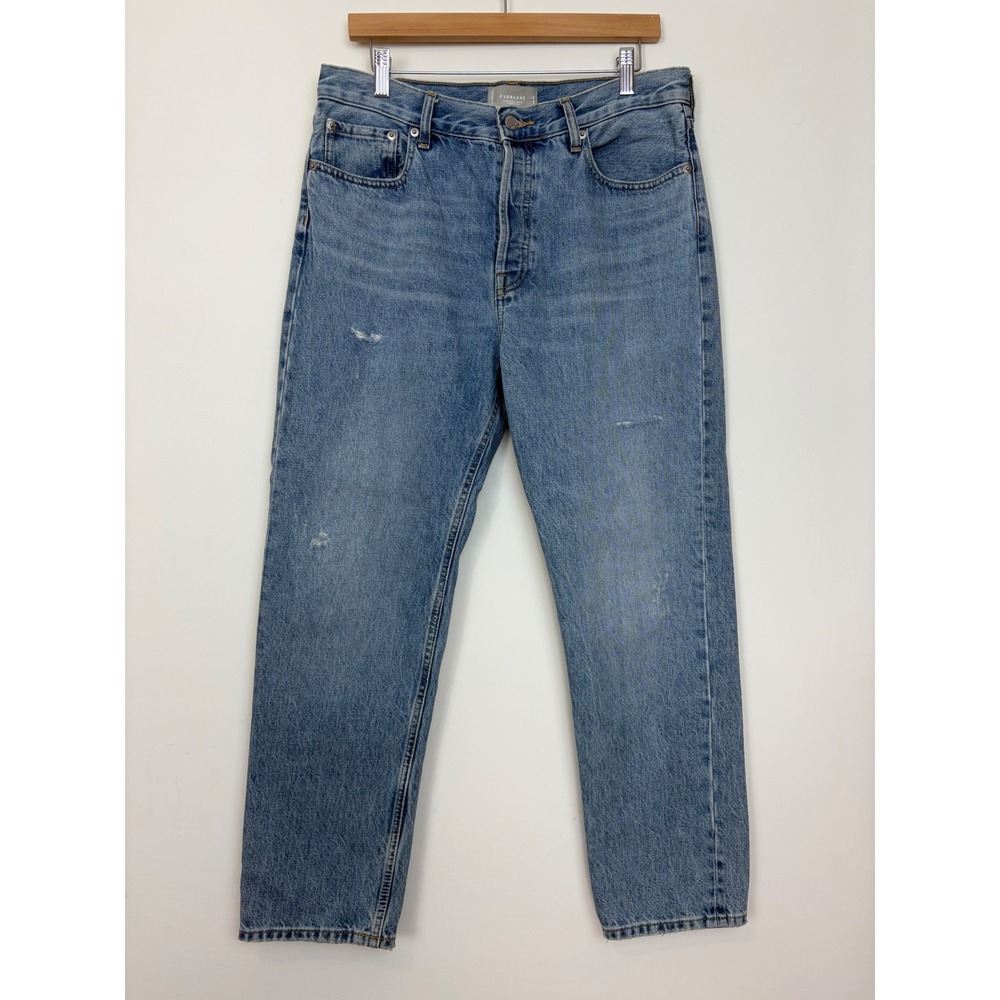 Everlane Women's Relaxed Straight Fit High Rise Jeans Organic Cotton Rigid Sz 28